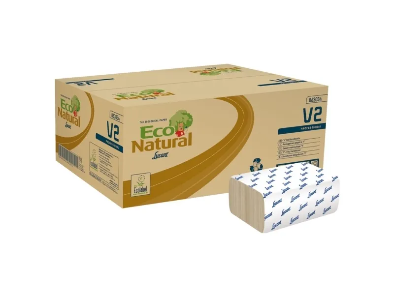 Håndklædeark EcoNatural V-fold 2-lag 21x21 cm - (20 pakker x 190 stk.)