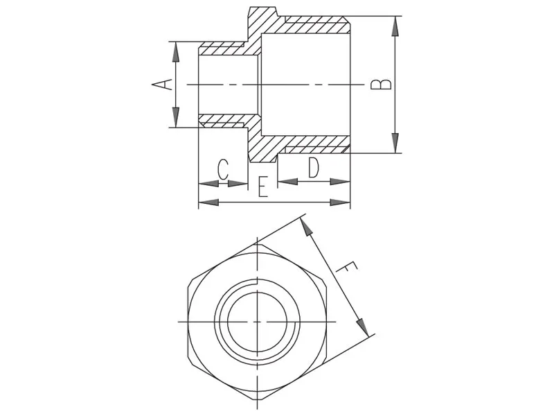 Ferro messing nippel reduksjons 2 x 6/4 gul (N20Z)