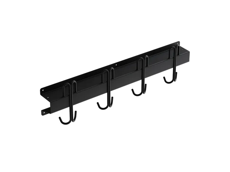 Knagerække med indadvendte kroge 1200 mm, sort