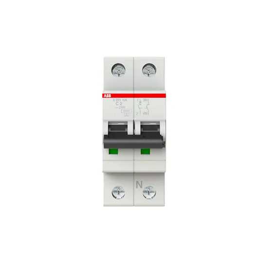 ABB S201-C2NA, Miniatyr effektbryter, Type C, IP20, IP40