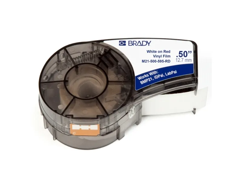 Brady M21-500-595-RD, Rød, Selvklebende skriveretikett, Vinyl, Trermisk overføring, Akryl, Permanent
