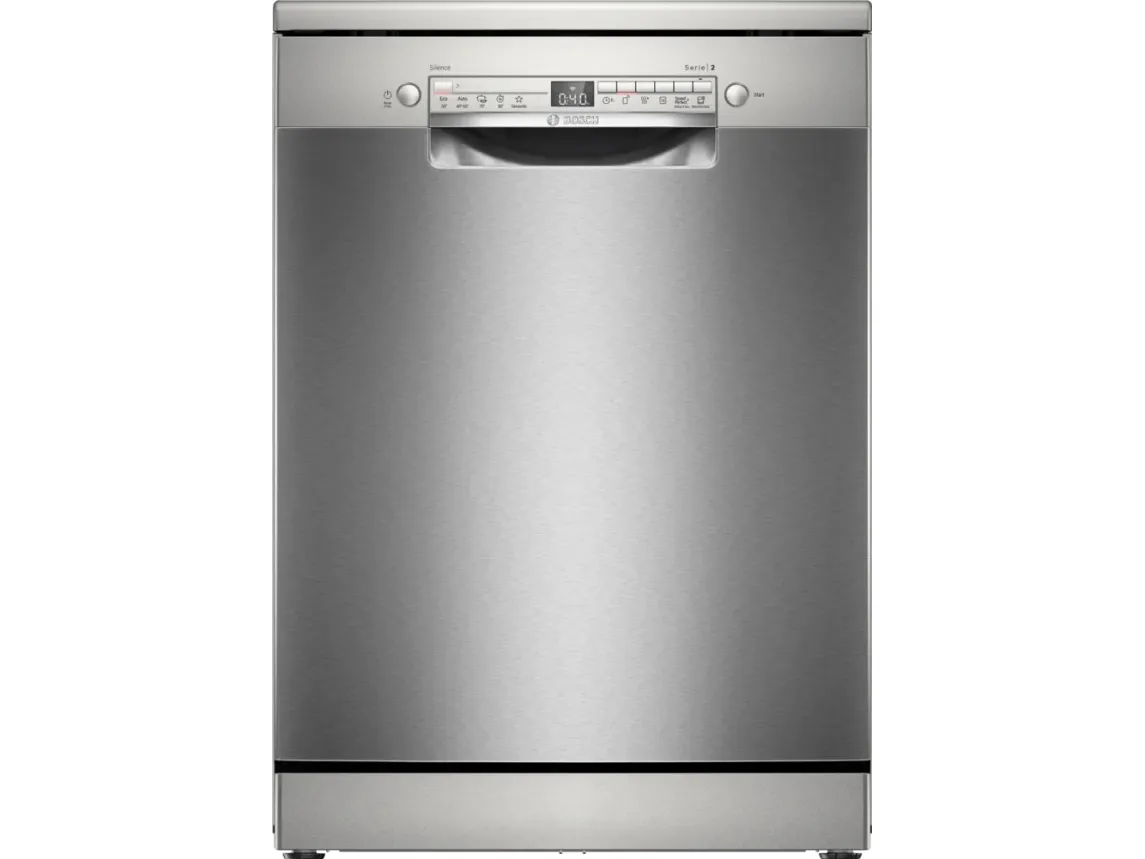 Bosch Serie 2 SMS2HVI02E, Frittstående, Full størrelse (60 cm), Grå, Metallisk, Rustfritt stål, Knapper, 1,75 m