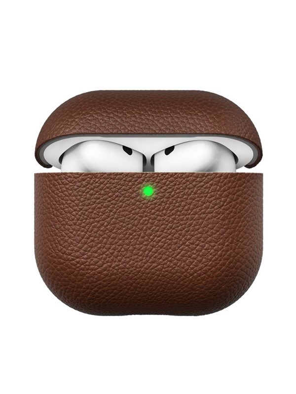 KeyBudz Artisan Series Leather Case for Airpods 4:th gen - Natural Brown