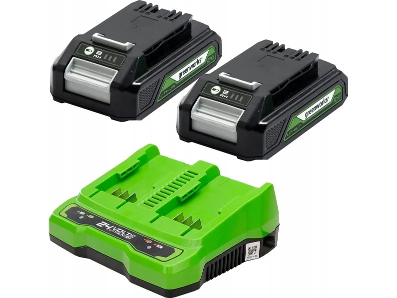 Greenworks GSK24B4X, 24V Starter kit, 2x4 Ah batteri + dobbeltlader