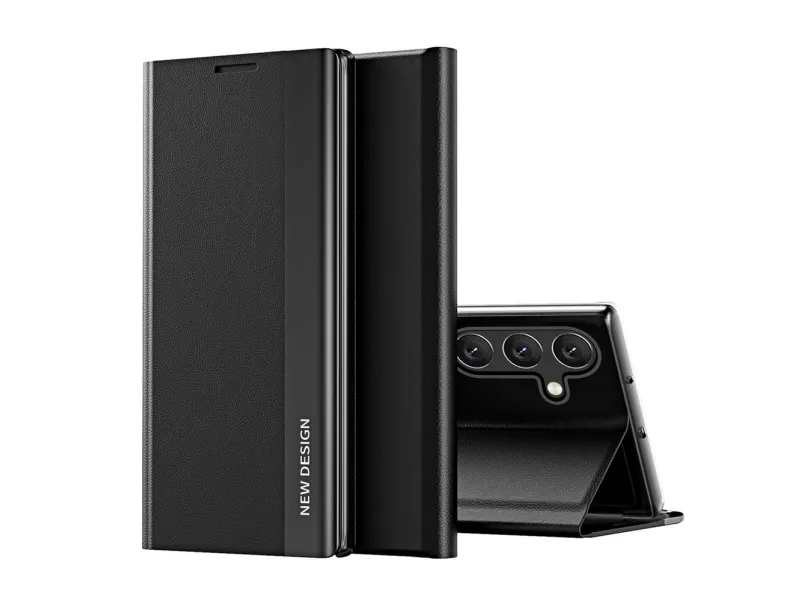 Sleep Case Pro Samsung Galaxy S25+ deksel med klaff og stativ - Svart