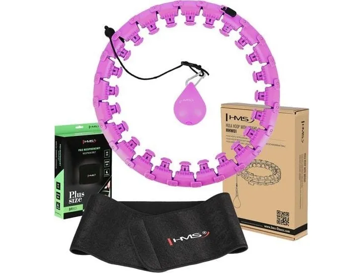 HMS hula hoop-sett HHW12 fiolett med knotter og vekter + belte BR163 svart plus size