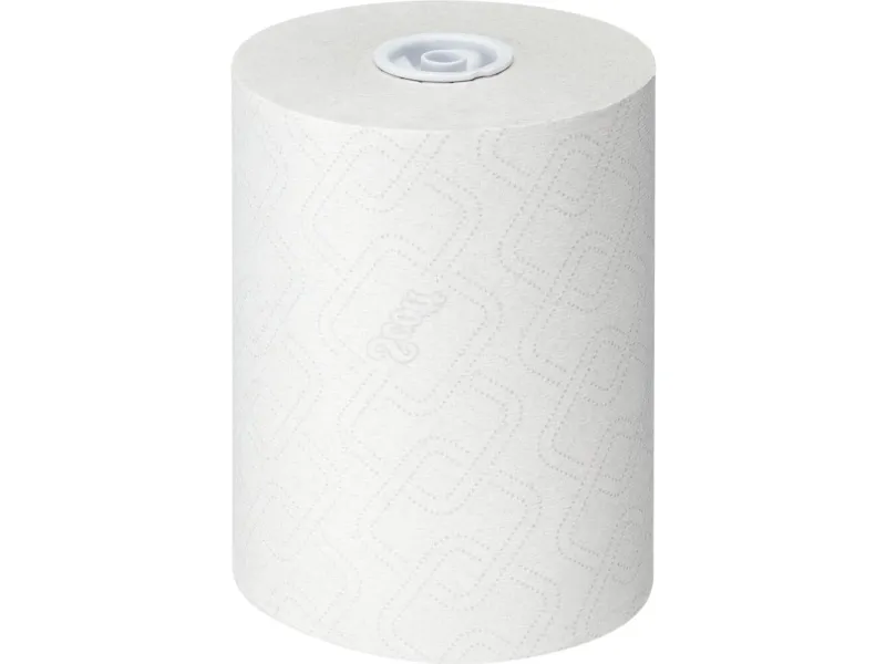 Håndklæderulle, Kimberly-Clark Scott, 1-lags, 190m x 19,8cm, hvid, blandingsfibre