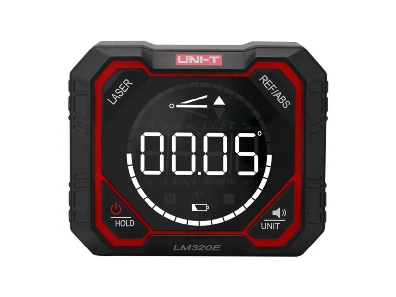 Vinkelmåler 4×90°  fargedisplay, 2 magnetiske flater, 2 lasers stråler  UNI-T