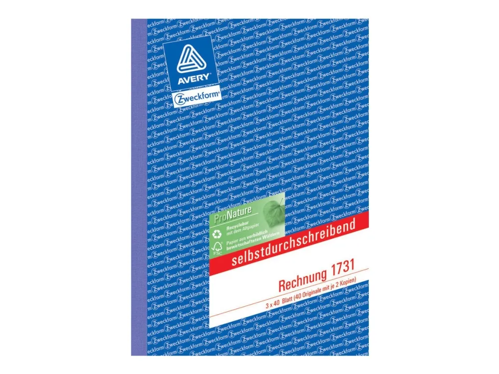 Avery Zweckform - Fakturaskjema - 40 ark - A5 (148 x 210 mm) - triplikat - karbonfri