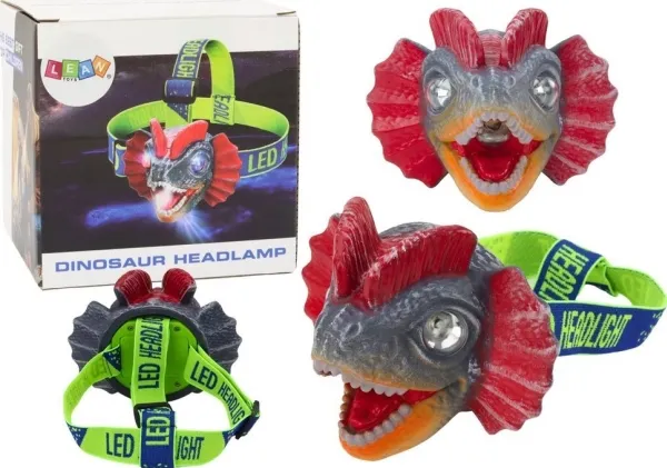 LeanToys Dino dinosaur hodelykt justerbar stropp 3 LED