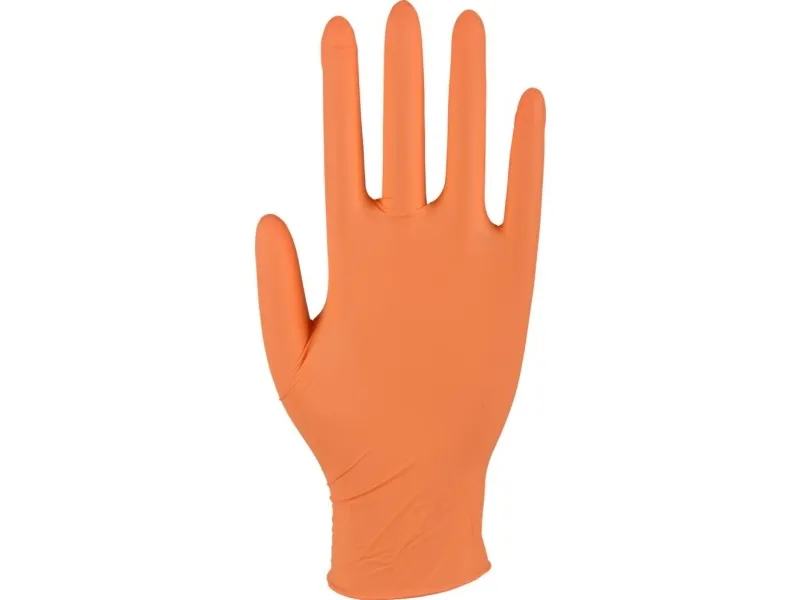 Undersøkelseshanske, ABENA Classic Sensitive, S, oransje, nitril, pudderfri - (100 stk.)