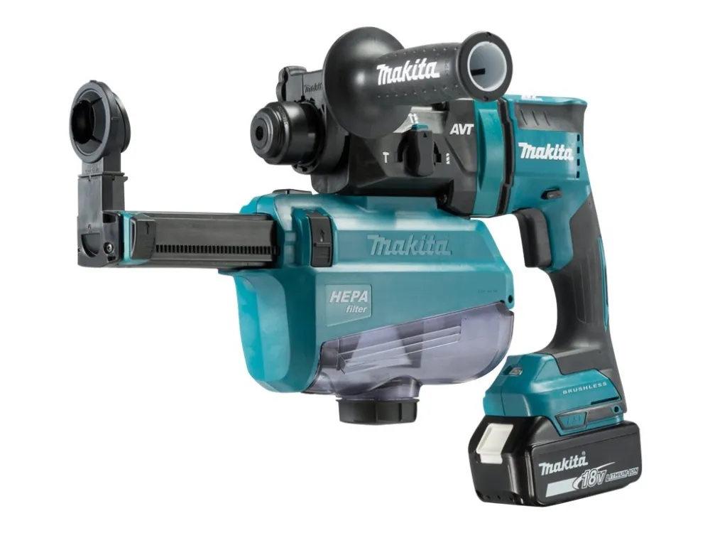 Makita DHR182RTWJ - Roterende hammer - trådløs - 3-modus - SDS-plus - 1.7 joule - 2 batterier - 18 V
