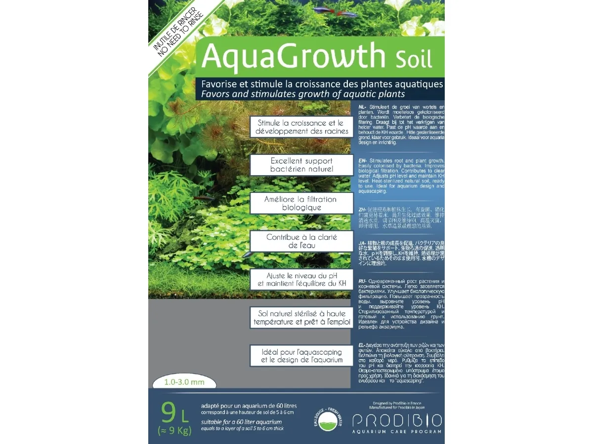 Prodibio AquaGrowth Soil 9 l (+ PRO868 BacterKit Soil 6 amp) bunnsubstrat til ferskvannsakvarium