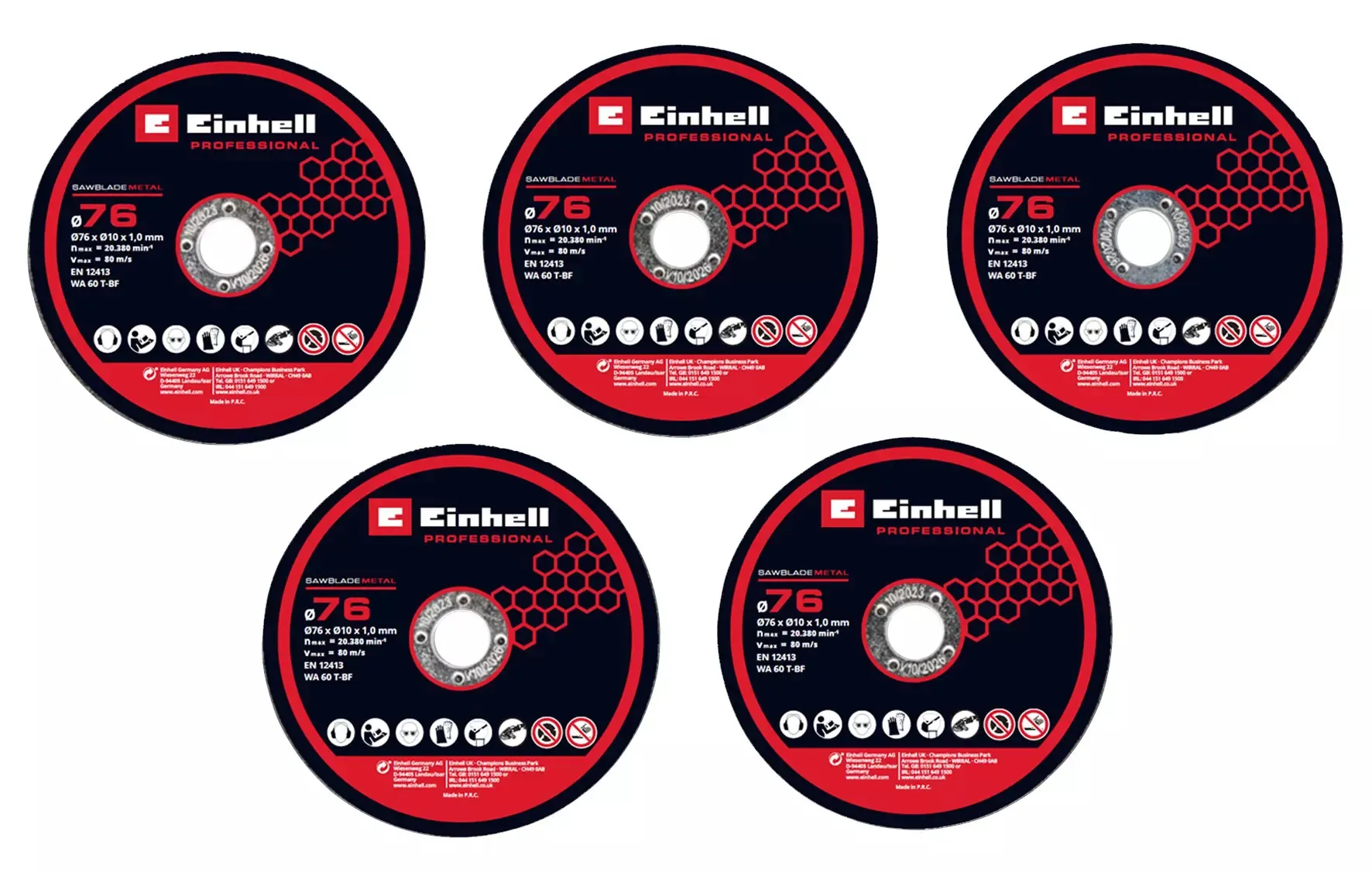 Einhell 4440471, Kutteskive, Støpejern, Metall, Stål, 7,6 cm, Einhell, Flatt senter, Svart, Rød