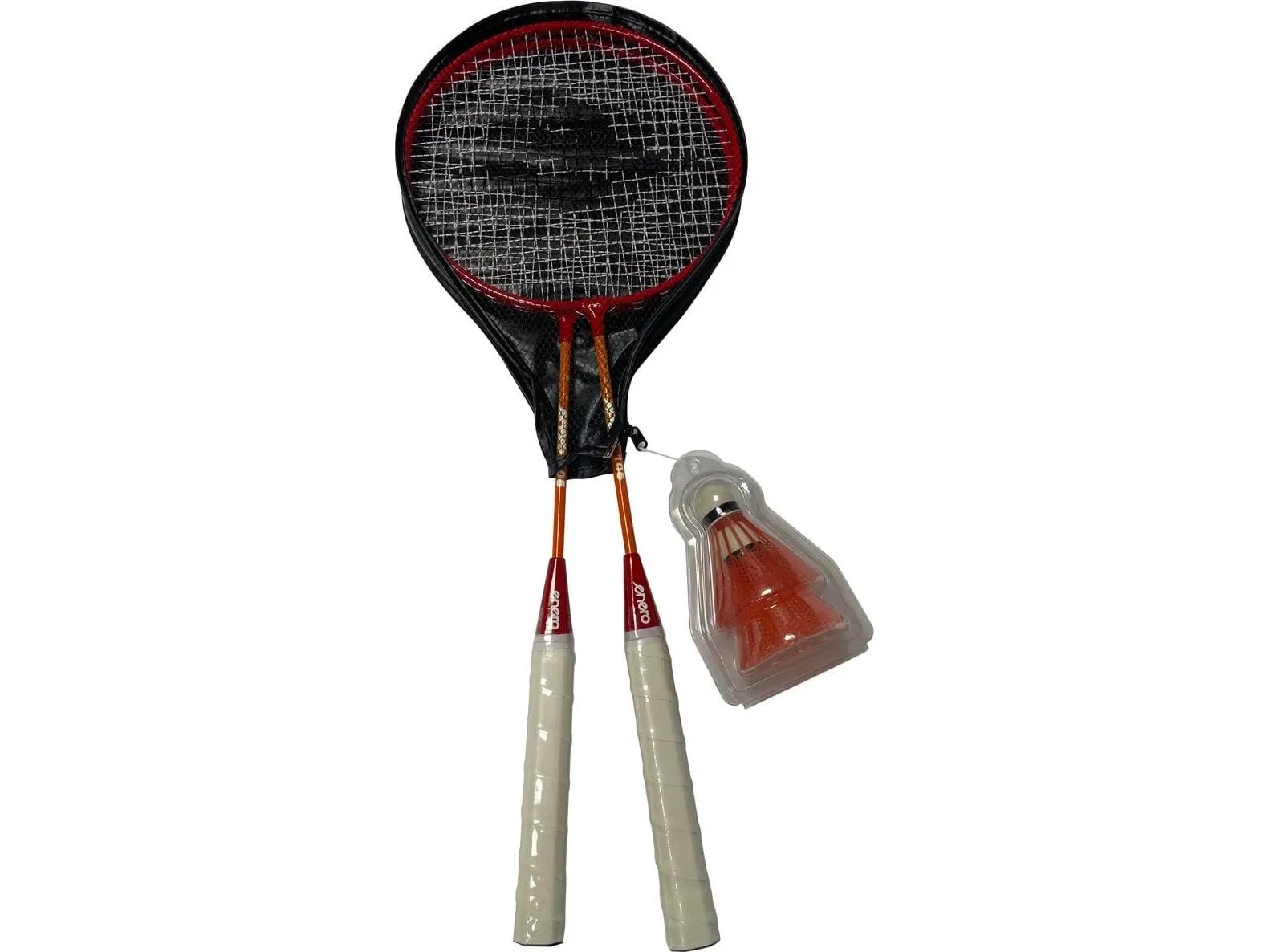 BADMINTONSETT I RØD ORANSJE ENERO 105 KASE