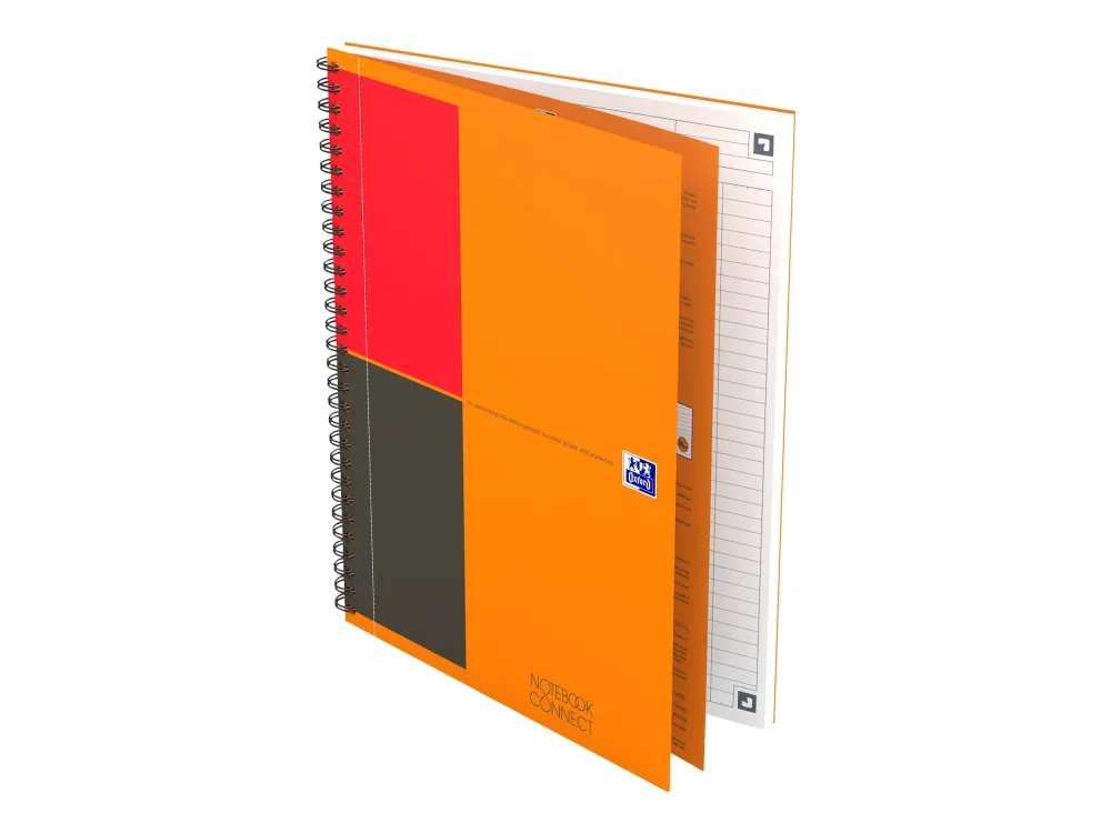 Oxford International NoteBook Connect - Notisbok - spiralbundet - B5 (176 x 250 mm) - 80 ark / 160 sider - hvit - linjert - 2 hull - kartong