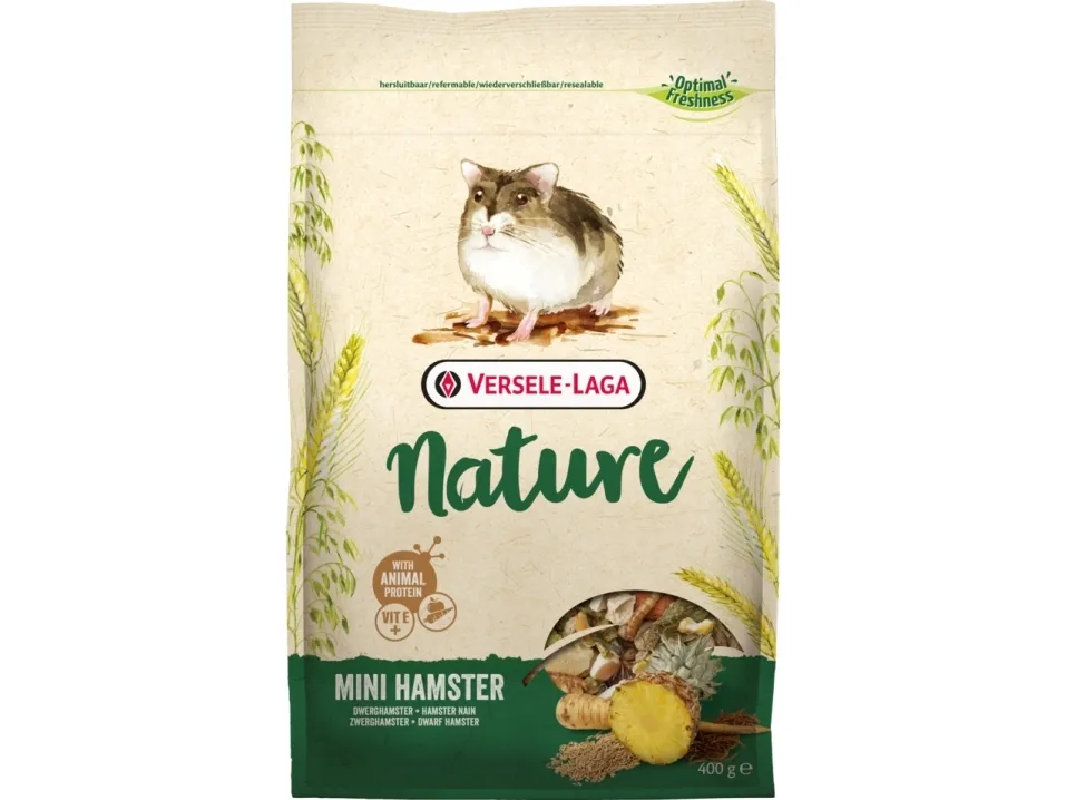 Versele-Laga Mini Hamster Nature, Matbit, 400 g, Hamster, Vitamin A, Vitamin D3, Vitamin E, 16,5%, 7,5%