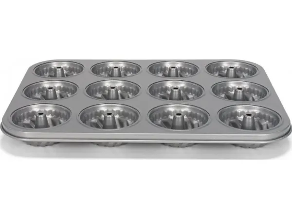 Patisse mini form i turbanform 26,5 x 35 cm, sølvfarget stål, 12 rom