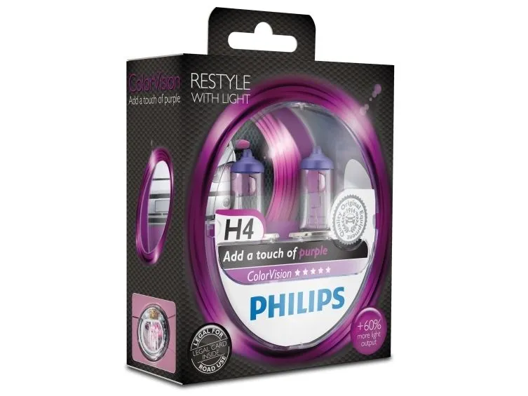 Philips Colorvision Lilla H4 60/55W 12V - Sæt