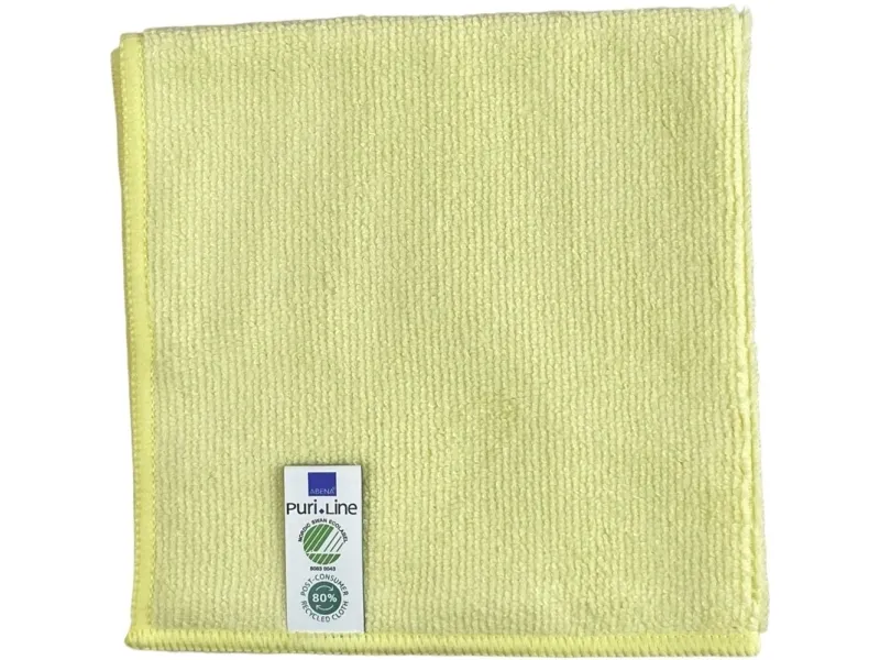 Rengjøringsklut, ABENA Puri-Line Basic, 32x32cm, gul, mikrofiber, 80% resirkulert - (10 stk./pakning)