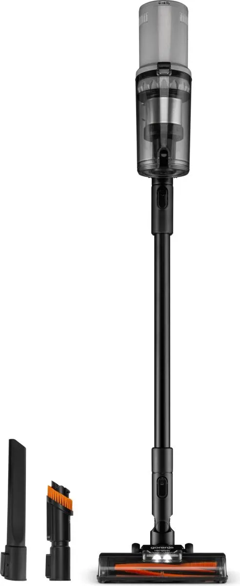 Gorenje SVC259400NES, 2-i-1 stavstøvsuger, Uten pose, Sølv, 0,6 l, Plast, Aluminium