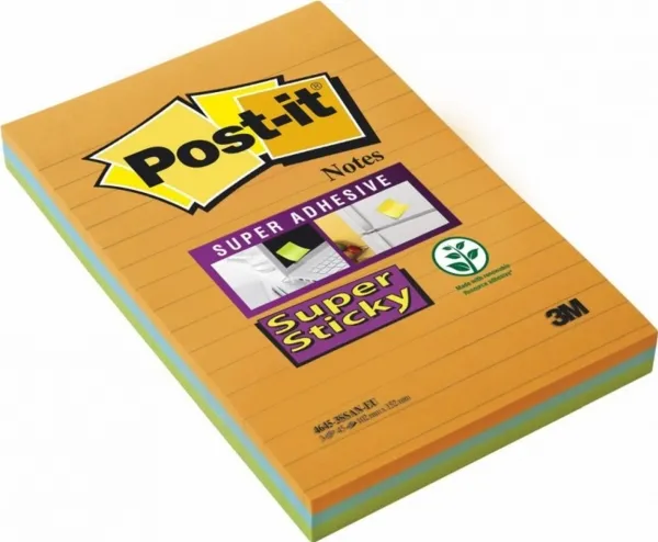 Post-It 3M Post-it® Super Sticky XXL, BOOST, fôret, 101x152 mm, 3x45 kort.