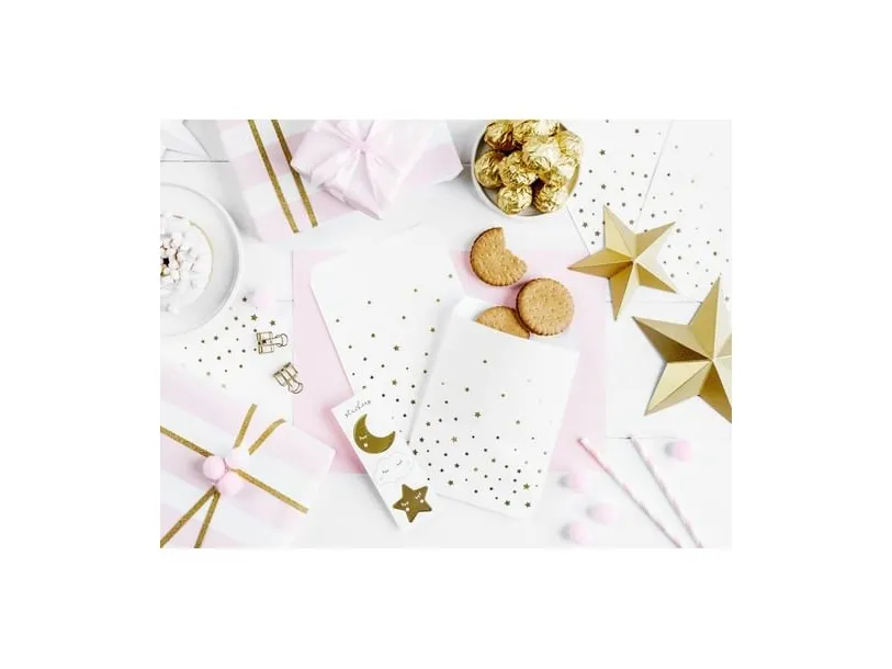 Party Deco godteposer, Little Star, gullmønster, 13x14 cm, 6 stk., universell