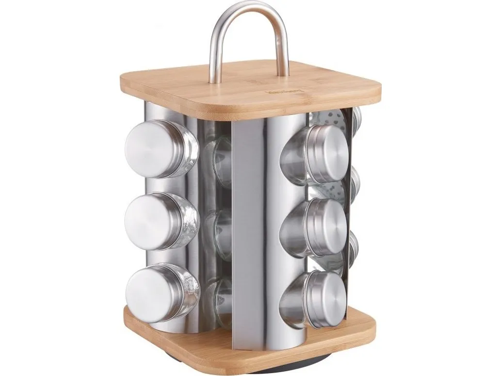 Varle: Klausberg krydderglass/krukker sett 13 deler (stål, glass og bambus)