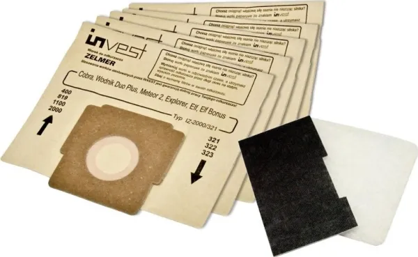 Invest støvsugerpose, papirpose 323.0057 med filtre