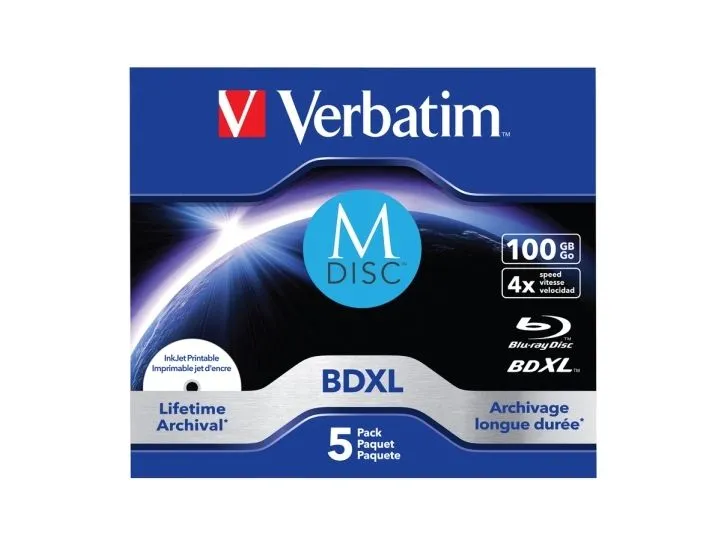 Verbatim M-Disc - 5 x BD-R XL - 100 GB 4x - blekkstråleskrivbar overflate - CD-eske