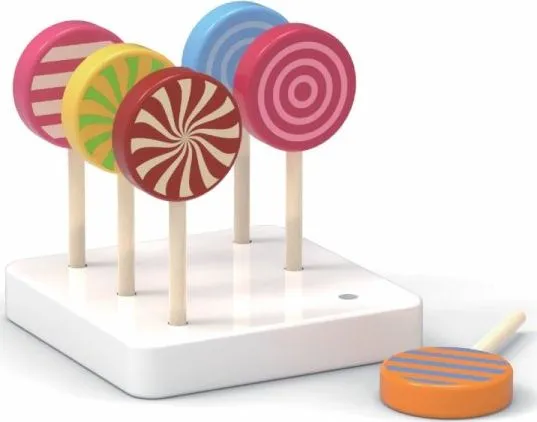 Viga Toys fargerike tre-lollipoper (6 stk.)