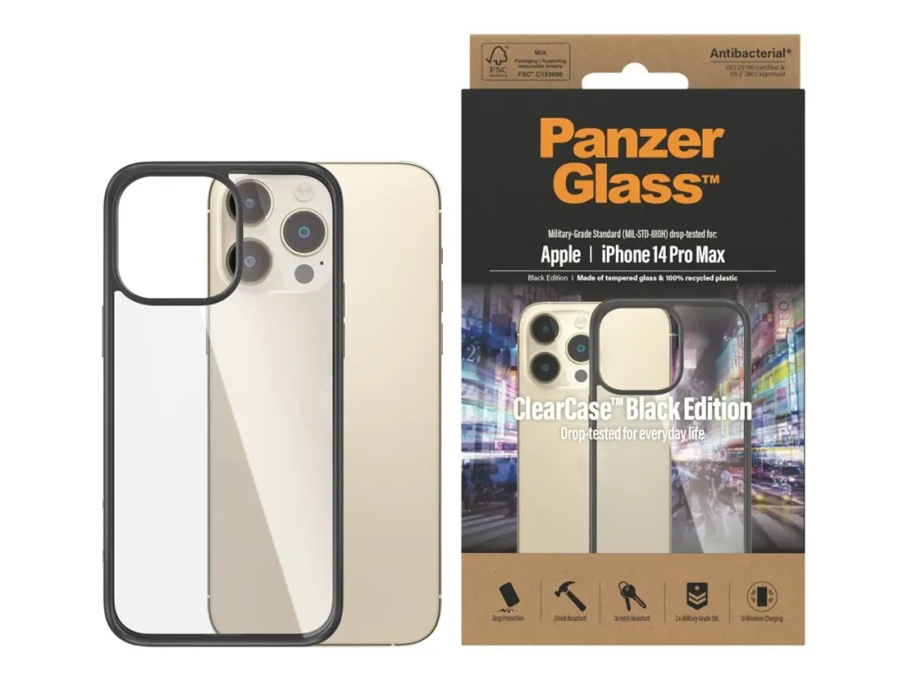 PanzerGlass™ | ClearCase - Bagsidecover - Black Edition | Apple Iphone 14 Pro Max