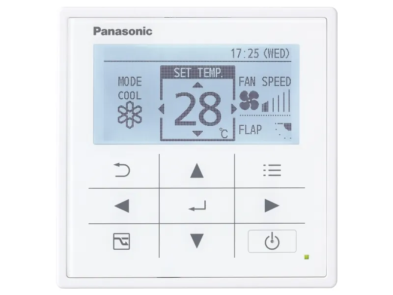 Panasonic fortrådet kontrolpanel CZ-RTC5B for styring til PACi og VRF med energi forbrug display og med Data Navi funktion.