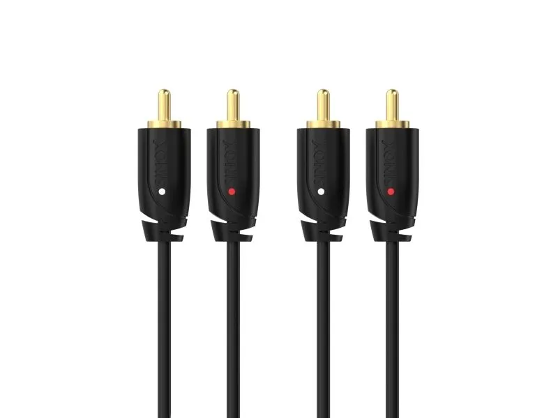 Sinox SXA04201, 2 x RCA, Hankjønn, 2 x RCA, Hankjønn, 1 m, Svart