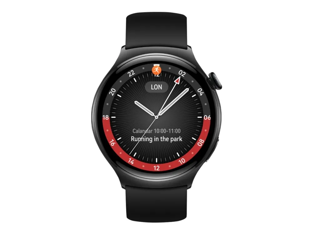 Huawei Watch 4 - Rustfritt stål - smartklokke med stropp - fluorelastomer - svart - håndleddstørrelse: 140-210 mm - display 1.5 - 32 GB - Wi-Fi, LTE, NFC, Bluetooth - 4G - 48 g - svart
