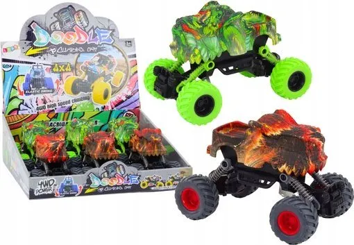 LeanToys dinosaurbil fjernstyrt terreng rød eller grønn