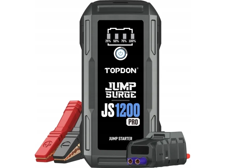 Bilstartbooster JumpSurge 1200 PRO/10000mAh/maks strøm 1800A/2xUSB-A/USB-C/DC Jack