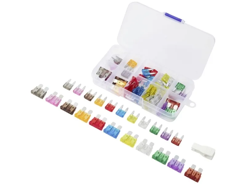 TRU COMPONENTS 60pcs sikringssett TC-14378664 sikringsuttaker 2 A, 3 A, 5 A, 7,5 A, 10 A, 15 A, 20 A, 25 A, 30 A, 35 A, 40 A grå, purpur, brun