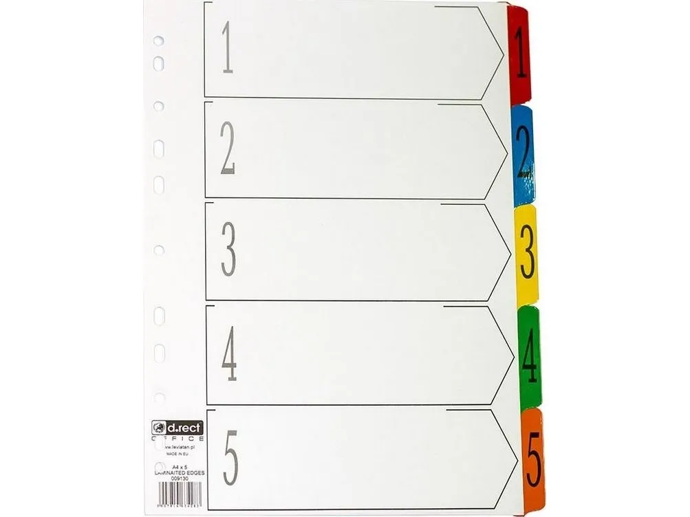 D.Rect pappinnlegg A4 1-5 index laminert