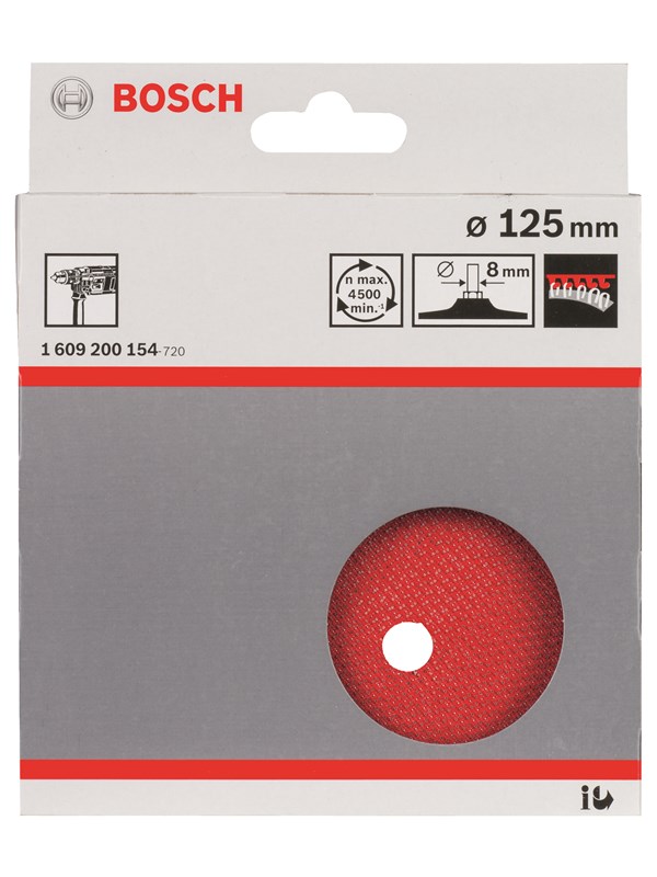 Bosch Tallerken med borrelås 125 mm, 8 mm