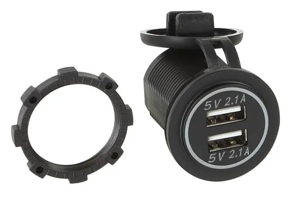 USB ladeadapter 12/24v m/blåt lys