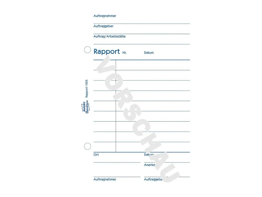 Avery Zweckform - Rapportskjema - 100 ark - A6 (105 x 148 mm)