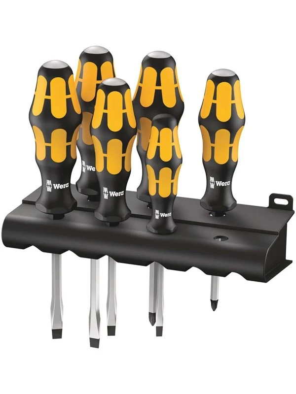 Wera 932/918/6 Screwdriver set Kraftform : Chiseldriver and rack 6 pieces