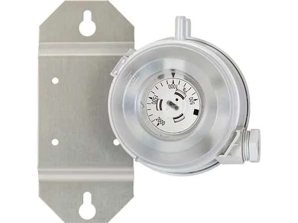 LS CONTROL Pressostat HUBA HC604 med indbygget skiftekontakt. Trykområde 100-1000 Pa. Anvendes med VentilationAlarm ES332 E.