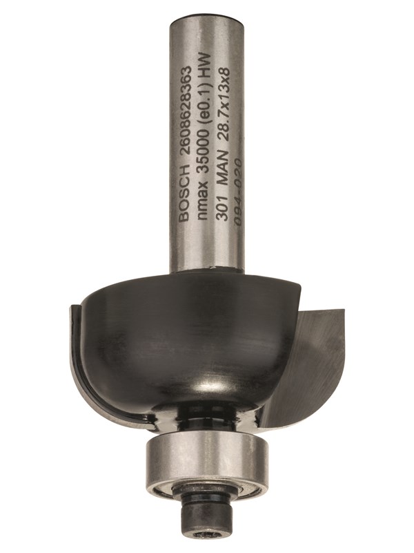 Bosch Avrundingsfresejern, 8 mm, R1 8 mm, D 28,7 mm, L 13 mm, G 54 mm 8 mm, R1 8 mm, D 28,7 mm, L 13 mm, G 54 mm