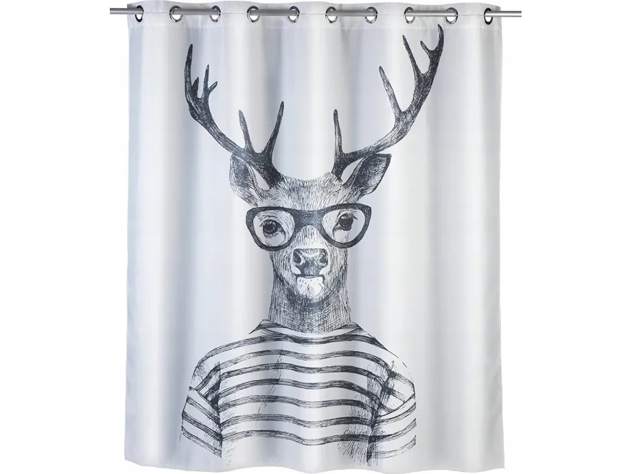 Lille Wolke dusjforheng Mr Deer, tekstil, 180x200 cm, WENKO