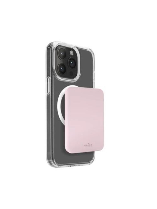 Puro Power Bank Wireless "Mini Power Mag" 4200 mAh for iPhone Nødlader - Rosa - 4200 mAh