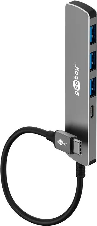 Goobay 79158, USB Type-C, USB 3.2 Gen 1 (3.1 Gen 1) Type-A, USB 3.2 Gen 1 (3.1 Gen 1) Type-C, 5000 Mbit/s, Grå, Aluminium, Plast, 0,1 m