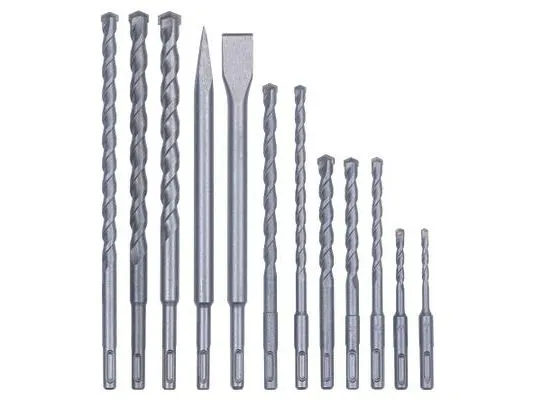 Einhell 49240295, Rotasjons hammer, Drill bit set, SDS Plus, Grå, 10 stykker, Flat meisel-borekrone, Spiss meiselbor