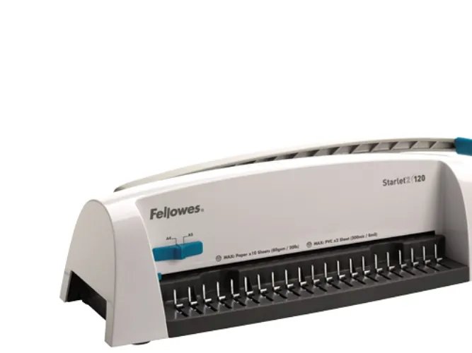 Fellowes Starlet 2, Manuell, 120 ark, Plastkambinding, Grå, Hvit